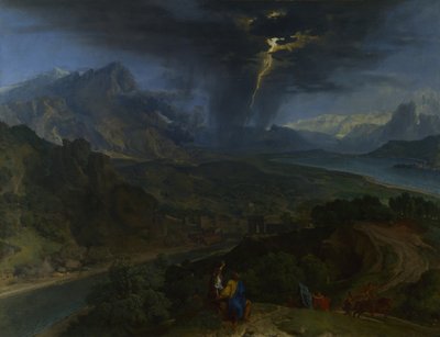Paisagem montanhosa com relâmpagos, ca 1675 de Jean François Millet the Elder