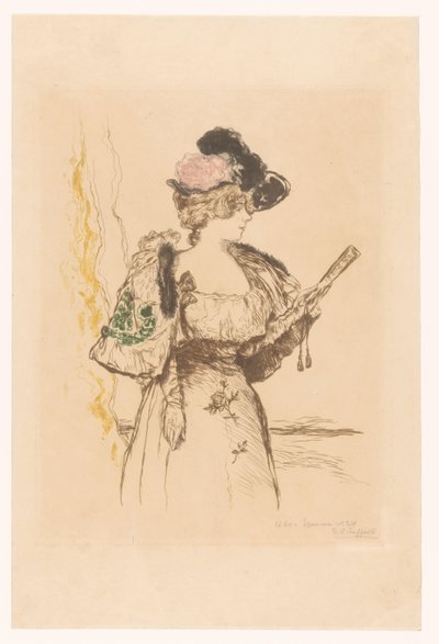 Senhora com ventilador L
