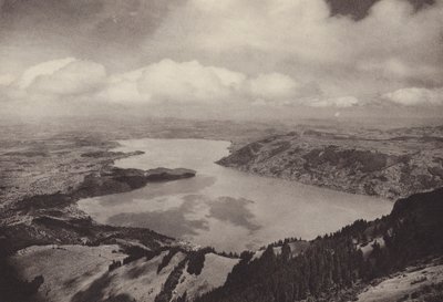 Rigi Kulm, vista do Lago Zug (foto p/b) de Jean Gaberell