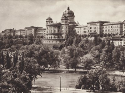 Suíça: Berna, o Palácio Federal Suíço (foto p/b) de Jean Gaberell