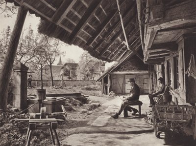 Suíça: Bernese Farm-House, sob o telhado da cobertura (foto p/b) de Jean Gaberell