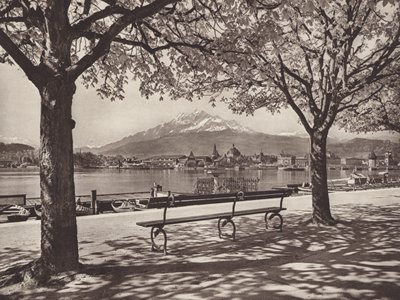 Suíça: Lucerna, com o Monte Pilatus (foto p/b) de Jean Gaberell