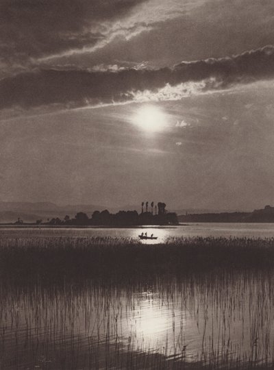 Suíça: O Lago de Zurique, Noite (foto p/b) de Jean Gaberell