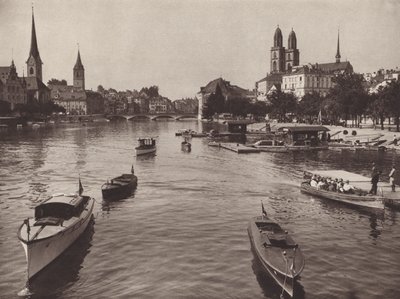 Suíça: Zurique da Quaibrucke (foto a p/b) de Jean Gaberell