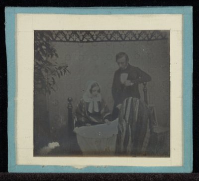 Retrato de M. & Mme. Eynard por um berço de Jean Gabriel Eynard