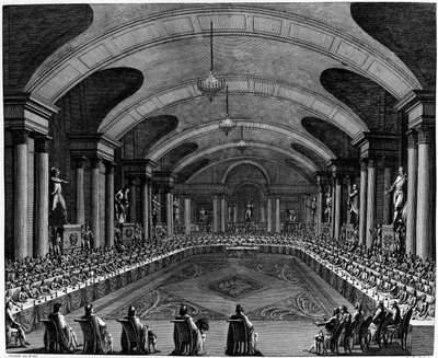 Revolução Francesa: "Sessão inaugural do Instituto em 1795". Em 25 de outubro de Jean Girardet