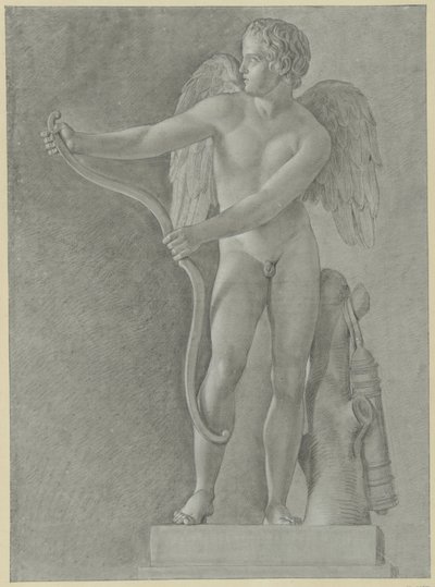 Estudo de uma estátua de Cupido esticando o seu arco de Jean Grandjean