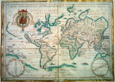 Mapa hidrográfico universal. Manuscrito por Jean Guerard, geógrafo francês. 1734. paris, B.N. de Jean Guerard