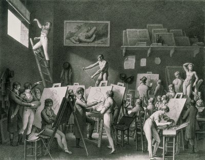 O estúdio de Jacques Louis David (1748-1825) de Jean Henri Cless