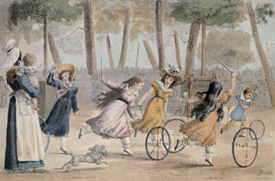 Meninas, jogando aro, em, a, luxembourg, jardins de Jean Henri Marlet