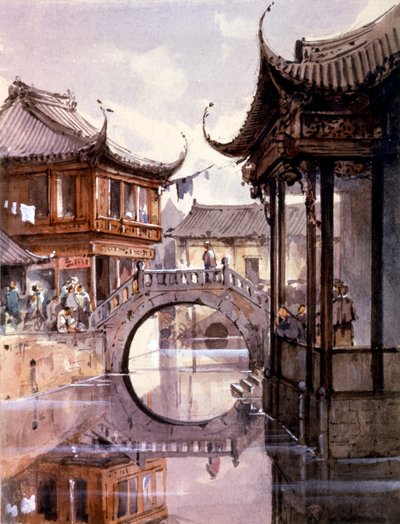 Vista de Xangai, China, c1860 de Jean Henri Zuber