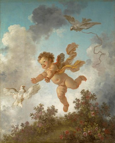 Fragonard - O Progresso do Amor O Amor Perseguindo uma Pomba, 1790-91 de Jean Honore Fragonard