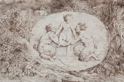 Bacchanales: Ninfa apoiada por dois sátiros de Jean Honore Fragonard