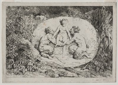 Bacchanales: Ninfa Apoiada por Dois Sátiros, 1763. de Jean Honore Fragonard