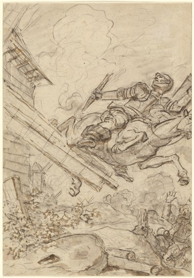 Dom Quixote atacando o moinho de vento de Jean Honore Fragonard