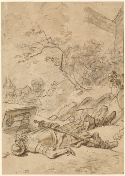 Dom Quixote derrotado pelo moinho de vento de Jean Honore Fragonard