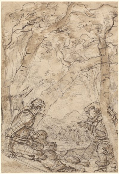 Dom Quixote e Sancho Pança testemunham o ataque a Rocinante de Jean Honore Fragonard