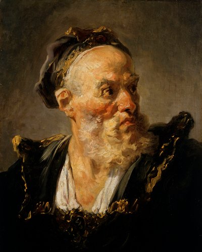 Chefe da Pintura do Velho por Jean Honore Fragonard (1732-1806) Paris do século XVIII, Musee Jacquemart Andre de Jean Honore Fragonard