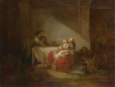 Cena interior. A mãe feliz, segunda metade do século XVIII. de Jean Honore Fragonard