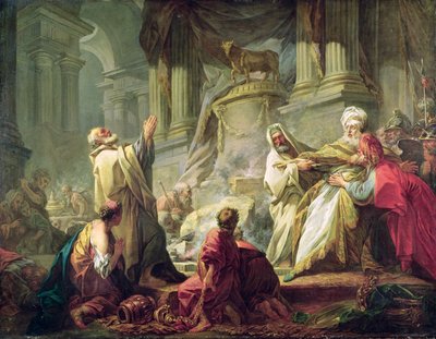 Jeroboão sacrificando ao bezerro de ouro, 1752 de Jean Honore Fragonard