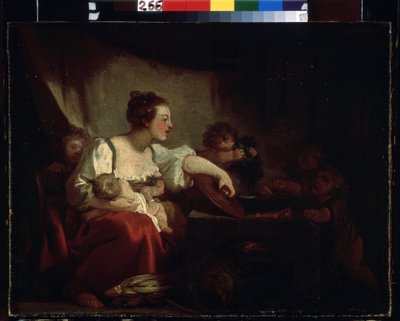 ""A família pobre"" (A família pobre) Pintura de Jean Honore Fragonard (1732-1806) 1760-1762 Museu Pushkin, Moscou de Jean Honore Fragonard