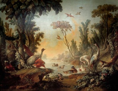 Paisagem com o Painel Echassiers do Salon Demarteau realizado por Jean Baptiste Huet (1745-1811) e Jean Honore Fragonard (1732-1806) de Jean Honore Fragonard
