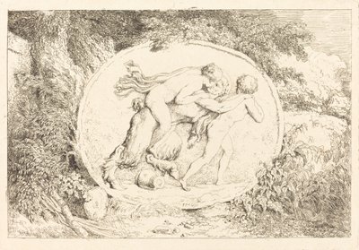 Ninfa montada em um sátiro (jovem montada em um sátiro) de Jean Honore Fragonard