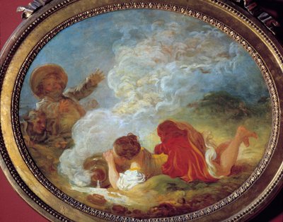 Perrette and the Milk Pot From the tale "La lait tiere et le pot au lait" de Jean de la Fontaine. Pintura de Jean Honore Fragonard (1732-1806) Musee Cognacq Jay do século XVIII de Jean Honore Fragonard