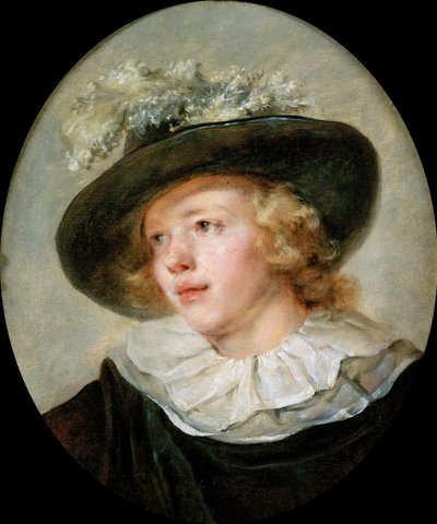 Retrato de um menino com um chapéu de penas, c. 1786-88. de Jean Honore Fragonard