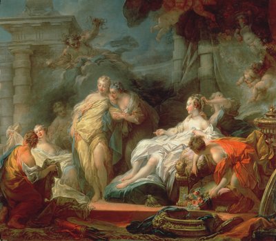 Psique mostrando a suas irmãs seus presentes de Cupido, 1753 de Jean Honore Fragonard