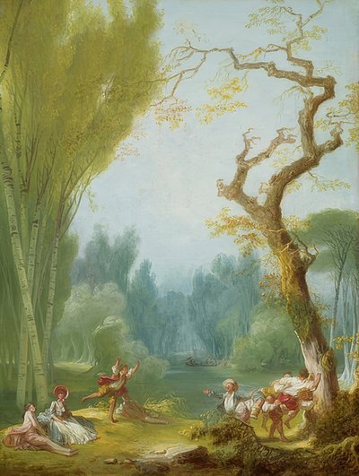 Um jogo de cavalo e cavaleiro. Por volta de 1775-80 de Jean Honore Fragonard