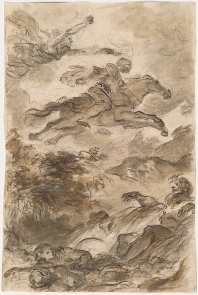 Rinaldo, Astride Baiardo, voa em busca de Angélica de Jean Honore Fragonard