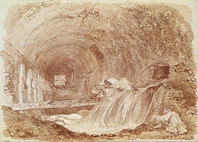 Estábulos de Mecenas no Tivoli (giz vermelho sobre papel) de Jean Honore Fragonard