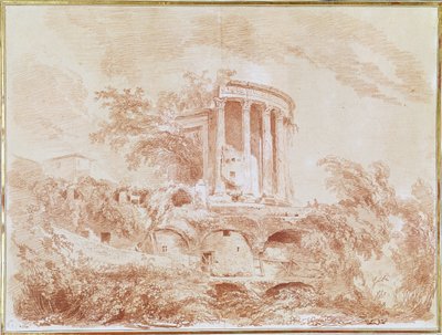 Templo do Sybil no Tivoli (giz vermelho sobre papel) de Jean Honore Fragonard