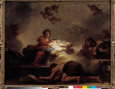 A Adoração de Pastores Pintura de Jean-Honore Fragonard (1732-1806). Século XVIII. Dim. 0,73x0,93 m. de Jean Honore Fragonard