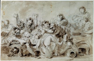 O agressor castigado Após "o gascão castigado", conto de Jean de la Fontaine. Desenho de Jean Honore Fragonard (1732-1806) Colecção privada do século XVIII de Jean Honore Fragonard