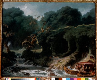 A festa em Rambouillet chamou a ilha do amor. Pintura de Jean Honore Fragonard (1732-1806) de Jean Honore Fragonard