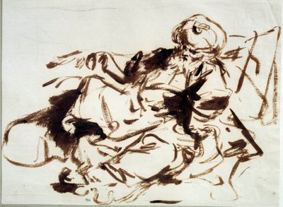 A pintura pasha na lavagem por Jean Honore Fragonard (1732-1806). Século XVIII. Sol 0,24x0,33 m de Jean Honore Fragonard