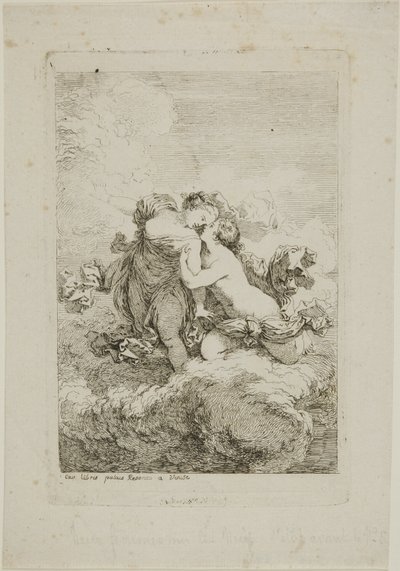 Duas figuras femininas em uma nuvem de Jean Honore Fragonard