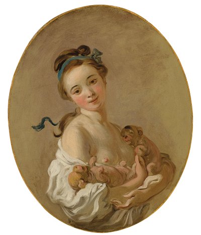 Menina segurando dois cachorrinhos, c.1770 de Jean Honore Fragonard