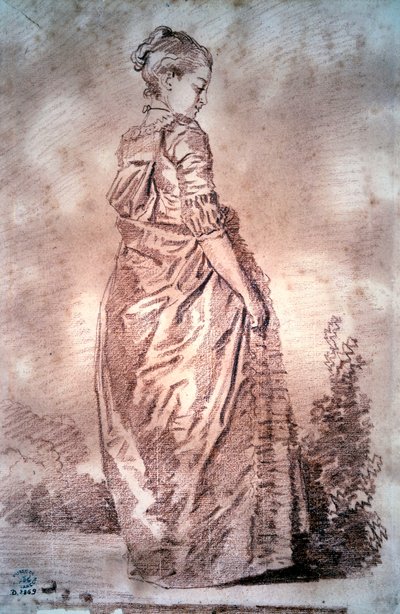 Mulher jovem caminhando tirando sangue de Jean Honoré Fragonard de Jean Honore Fragonard