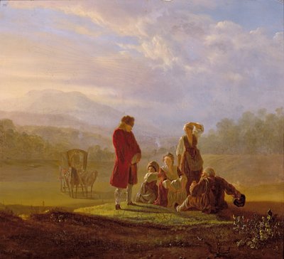 Voltaire conversando com os camponeses em Ferney de Jean Huber