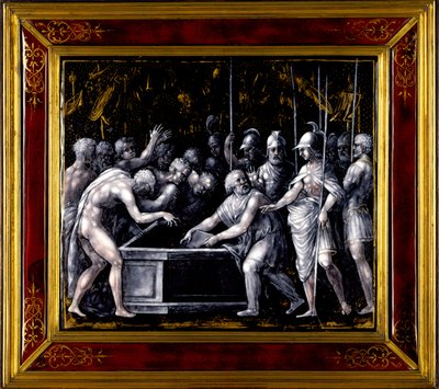 Alexandre ordenando que a Ilíada de Homero fosse colocada num cofre, finais do século XVI (esmalte e ouro sobre cobre) de Jean III Pénicaud