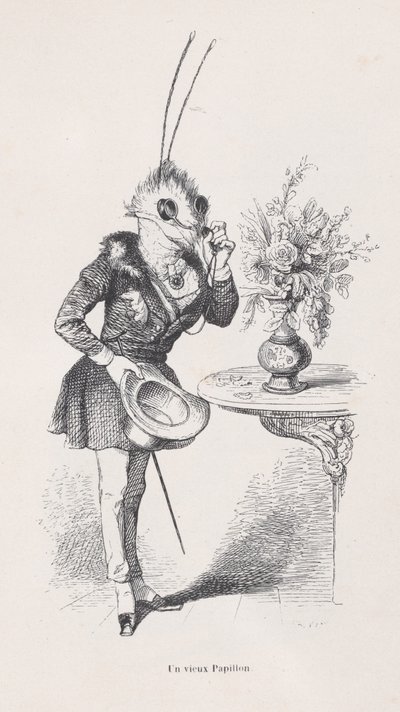 Uma Borboleta Velha de Cenas da Vida Privada e Pública dos Animais, c. 1837-47. de Jean Ignace Isidore Gérard