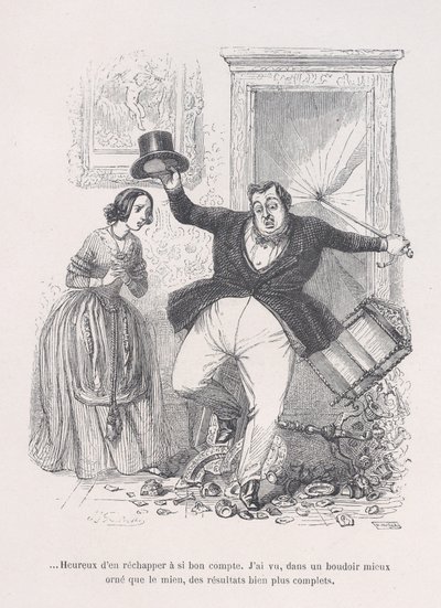 ...Feliz por se safar tão barato. das Pequenas Misérias da Vida Humana, 1843. de Jean Ignace Isidore Gérard