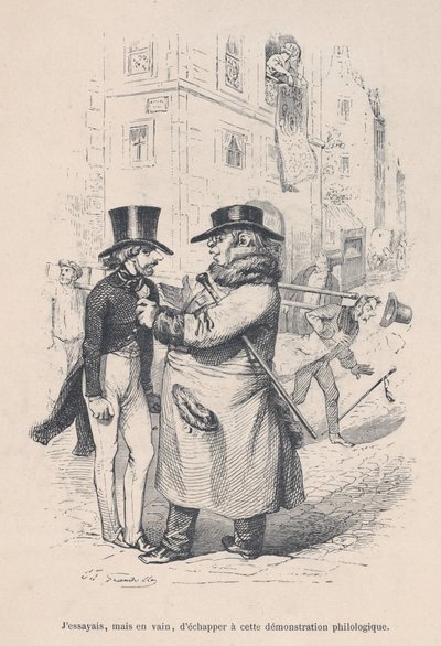 Eu tentei escapar desta discussão filológica. das Pequenas Misérias da Vida Humana..., 1843. de Jean Ignace Isidore Gérard