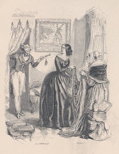 Novo Actéon, surpreendi Diana, não no banho, mas com um traficante no banheiro. desde..., 1843 de Jean Ignace Isidore Gérard