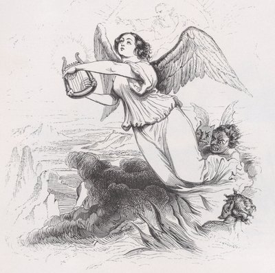 O anjo exilado de The Complete Works of Béranger, 1836. de Jean Ignace Isidore Gérard