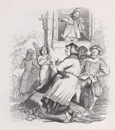 O Violinista de Meudon de The Complete Works of Béranger, 1836. de Jean Ignace Isidore Gérard