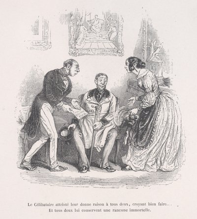 A viúva enlutada dá a ambos o direito de fazer o bem... E ambos retêm um eterno..., 1843. de Jean Ignace Isidore Gérard